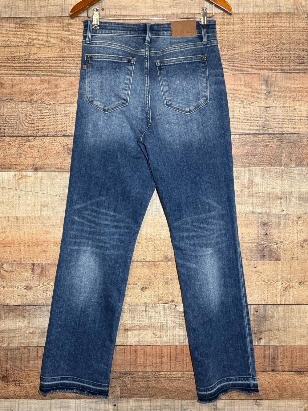 Judy Blue Dad Jeans Womens 5/27 Blue High Rise Raw Hem Straight Leg Relaxed Fit - Picture 4 of 13